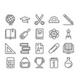 school supplies icons back to line icon vector image
