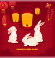 new year bunnies background vector image vector image