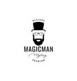 old man bearded magician with long hat logo design vector image