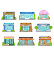 cartoon shops barber shop bookstore and pharmacy vector image vector image