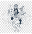 silhouette of goddess durga rays vector image vector image