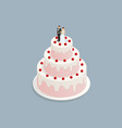 isometric wedding cake with berries figurines vector image vector image