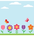 spring flower background with butterflies vector image vector image