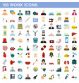 100 work icons set flat style vector image