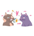 cute couple of cats on romantic date kitty vector image vector image