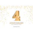 anniversary 4 gold 3d numbers poster template vector image vector image