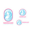 beauty mermaid logotype designgirlsea and palm vector image vector image