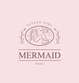 beauty mermaid logotype designgirlsea and palm vector image vector image
