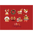 set christmas symbols santa red vector image vector image