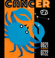 zodiac sign cancer with crab abstract retro design vector image vector image