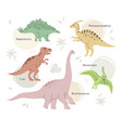 different dinosaurs - set flat design style vector image vector image