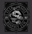 skull with snake t-shirt design vector image vector image