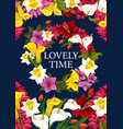 spring holiday flowers wreath poster vector image vector image