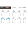 mens basic t-shirt types vector image vector image