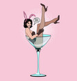 pin up girl in martini glass vector image vector image