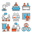 meeting and conference icons set on white vector image
