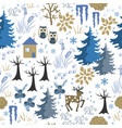 awesome winter seamless pattern with house vector image