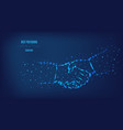 handshake from triangles and luminous points vector image