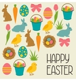 happy easter greeting card with decorative objects vector image