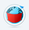 earth with face mask and paper airplane concept vector image vector image