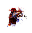 watercolor silhouette baseball player vector image vector image