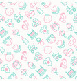 baby care seamless pattern with thin line icons vector image