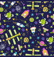 seamless background with spaceships and stars vector image