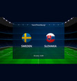 sweden vs slovakia football scoreboard broadcast vector image vector image