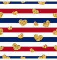 gold heart seamless pattern red-blue-white vector image
