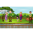 scene with people in park vector image