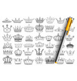elegant crowns for kings doodle set vector image