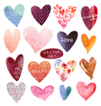 set heart watercolor vector image