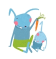 hare and leveret eating carrot vector image vector image