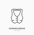 waiter flat line icon vest professional uniform vector image