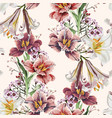 seamless pattern with white lilies and tulips vector image