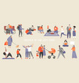set people spending time in city park vector image vector image