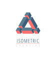 abstract isometric impossible cube triangle logo vector image