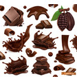 chocolate set splashes pieces and vector image vector image