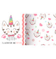 cute kitty unicorn - seamless pattern vector image vector image