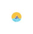 paper boat with sunset logo symbol icon design vector image vector image