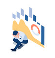isometric depressed businessman with falling vector image vector image