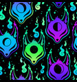 seamless pattern bright iridescent fox masks vector image