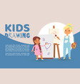 kids in art class drawing pictures vector image