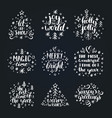 set of new year hand lettering on black background vector image