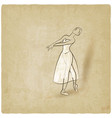 dancing ballerina sketch old background vector image vector image