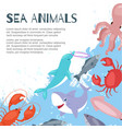 sea animals banner inscription background vector image vector image