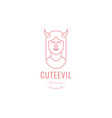 woman face with horn beauty line minimalist logo vector image