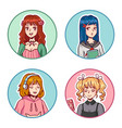 anime girls avatars manga female characters vector image vector image
