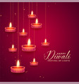 hanging diya lamps for happy diwali festival vector image vector image
