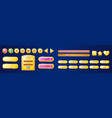 set of golden buttons for user interface design vector image
